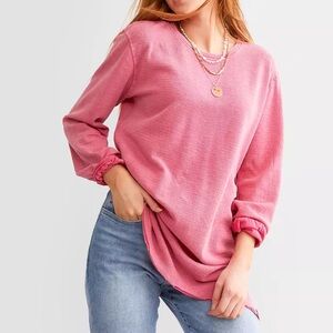 Free People Soul Song Oversized Tee Pink Long Sleeve Thermal Top XS-Medium